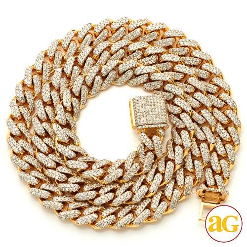 10KY 14.33CTW DIAMOND SOLID MIAMI CUBAN CHAIN - 9. - Norma's Jewelry