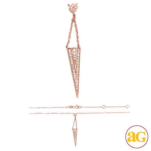 14KR 0.15CTW DIAMOND NECKLACE - FLAT TRIANGLE - Norma's Jewelry