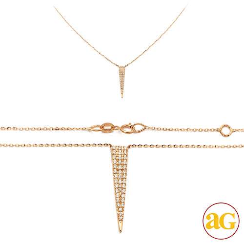 14KY 0.25CTW DIAMOND NECKLACE - FLAT TRIANGLE SPIK - Norma's Jewelry