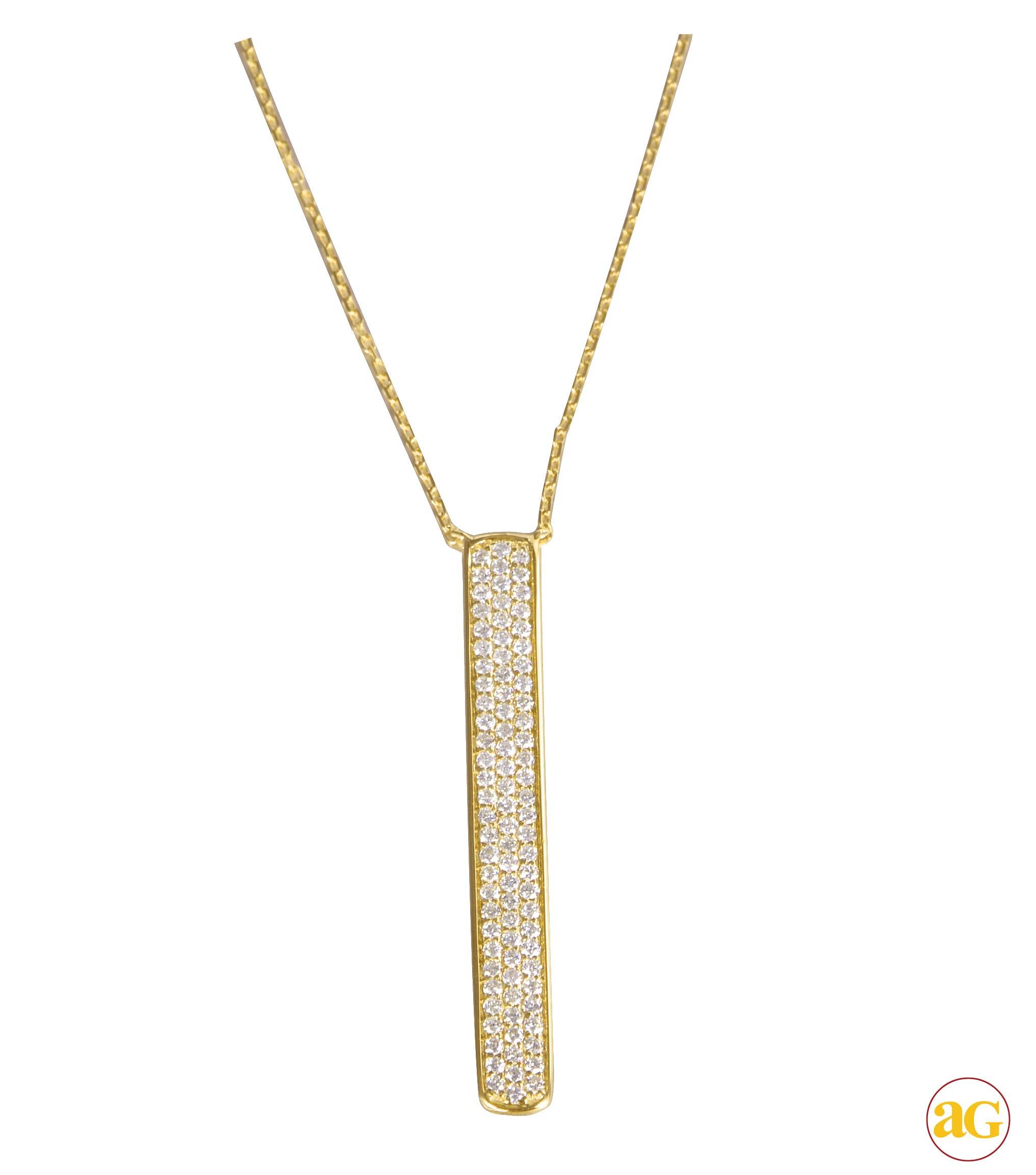 14KY 0.55CTW DIAMOND NECKLACE - VERTICAL BAR - Norma's Jewelry