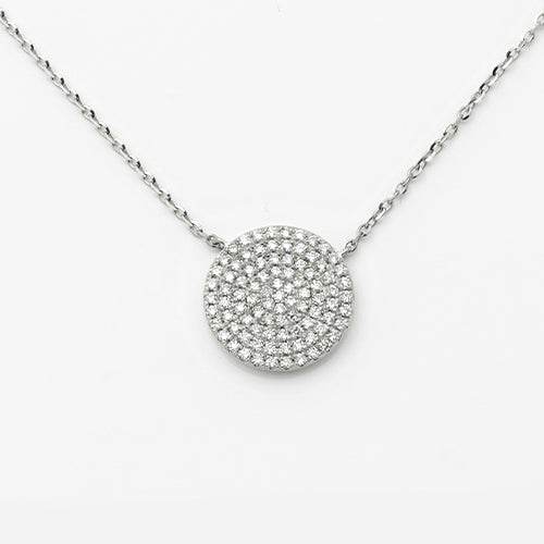 14KW 0.30CTW DIAMOND NECKLACE - FLAT DISC - Norma's Jewelry