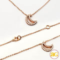 14KR 0.15CTW DIAMOND OPEN CRESCENT MOON NECKLACE - Norma's Jewelry
