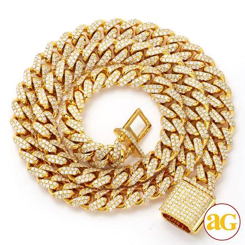 14KY 6.98CTW DIAMOND SOLID MIAMI CUBAN CHAIN - DIA - Norma's Jewelry