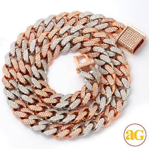 14KW+R 12.20CTW DIAMOND SOLID MIAMI CUBAN CHAIN - - Norma's Jewelry