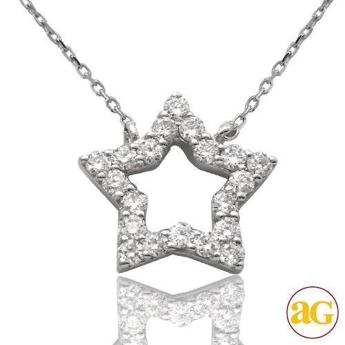 14KW 0.20CTW DIAMOND NECKLACE - OPEN STAR - Norma's Jewelry