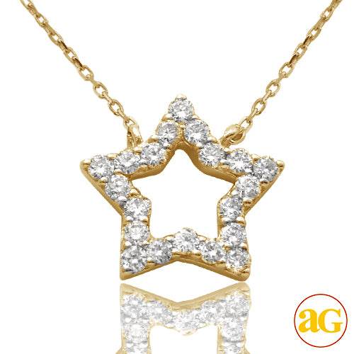 14KY 0.20CTW DIAMOND NECKLACE - OPEN STAR - Norma's Jewelry