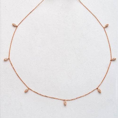 14KR 0.15CTW DIAMOND LOOSE LEAF NECKLACE - Norma's Jewelry