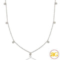 14KW 0.15CTW DIAMOND NECKLACE - 7 BEZEL SET STONES - Norma's Jewelry