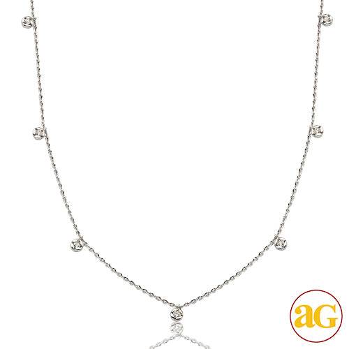 14KW 0.15CTW DIAMOND NECKLACE - 7 BEZEL SET STONES - Norma's Jewelry