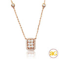 14KR 0.50CTW DIAMOND NECKLACE - VERTICAL RECTANGLE - Norma's Jewelry