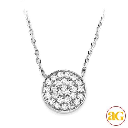 14KW 0.15CTW DIAMOND NECKLACE - FLAT DISC - Norma's Jewelry