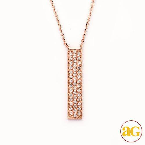14KR 0.30CTW DIMAOND NECKLACE - VERTICAL BAR - 3 R - Norma's Jewelry