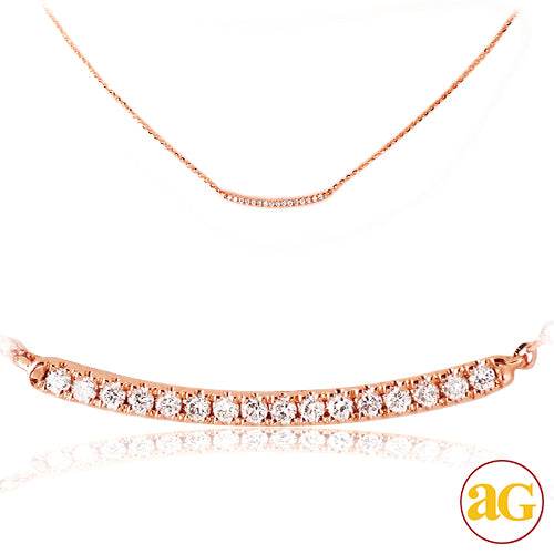 14KR 0.10CTW DIAMOND NECKLACE - CURVED SINGLE ROW - Norma's Jewelry