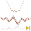 14KR 0.20CTW DIAMOND NECKLACE - HEART BEAT DESIGN - Norma's Jewelry