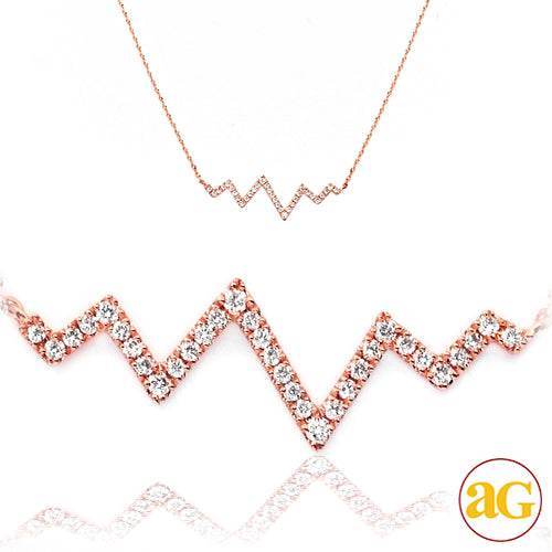 14KR 0.20CTW DIAMOND NECKLACE - HEART BEAT DESIGN - Norma's Jewelry