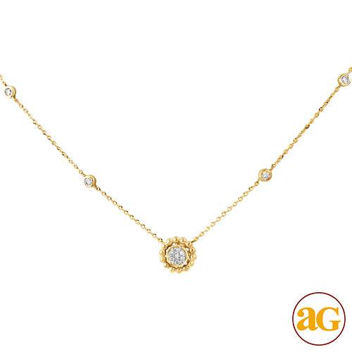 14KY 0.25CTW DIAMOND NECKLACE - ROUND CLUSTER WITH - Norma's Jewelry