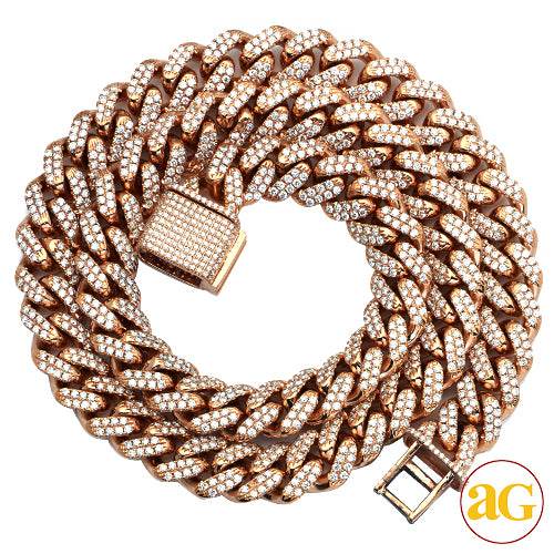 14KR 21.96CTW DIAMOND MIAMI CUBAN NECKLACE - 13MM - Norma's Jewelry