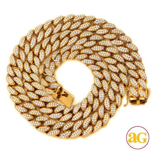 14KY 19.68CTW DIAMOND MIAMI CUBAN NECKLACE - 24" -