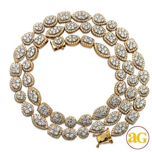 14KY+W 17.00CTW DIAMOND TWO TONE CLUSTER NECKLACE - Norma's Jewelry
