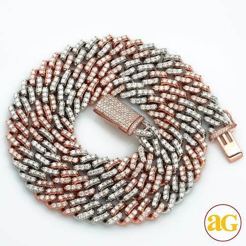 10KR+W 19.25CTW DIAMOND TWO TONE SQUARE LINK MIAMI - Norma's Jewelry