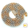 10KY+W 19.26CTW DIAMOND TWO TONE SQUARE LINK MIAMI - Norma's Jewelry