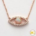 14KR 0.22CTW DIAMOND EVIL EYE NECKLACE - Norma's Jewelry
