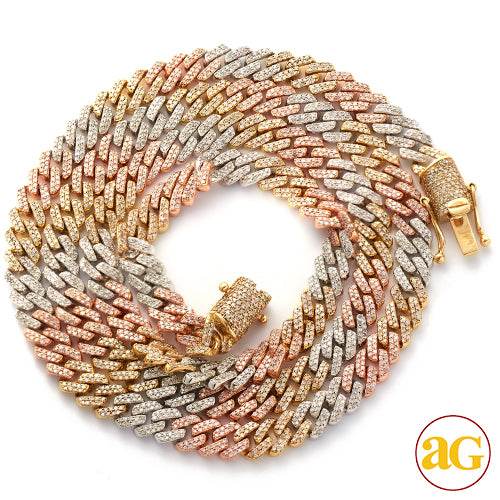 10KY+W+R 4.50CTW DIAMOND SQUA LINK MIAMI CUBAN - Norma's Jewelry