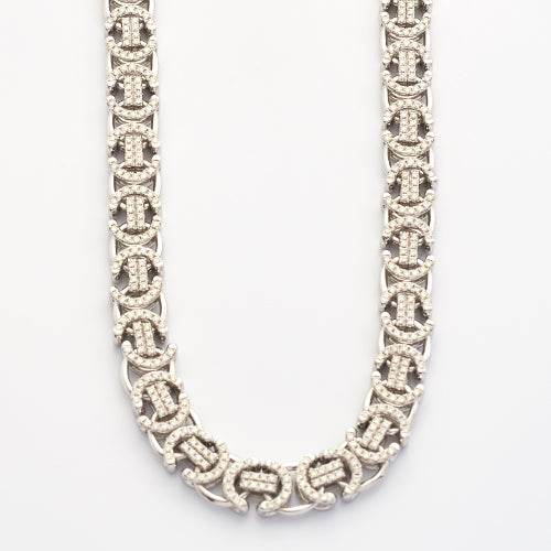 10KW 10.75CTW DIAMOND FLAT BYZANTINE LINK NECKLACE - Norma's Jewelry