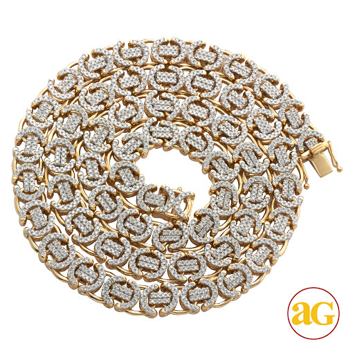 14KY 12.75CTW DIAMOND FLAT BYZANTINE LINK NECKLACE