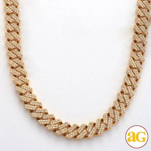 10KY 14.34CTW DIAMOND SQUARE LINK MIAMI CUBAN - Norma's Jewelry