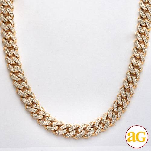 10KY 16.05CTW DIAMOND MIAMI CUBAN NECKLACE - Norma's Jewelry