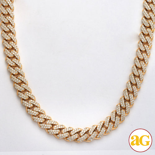 10KY 16.05CTW DIAMOND MIAMI CUBAN NECKLACE