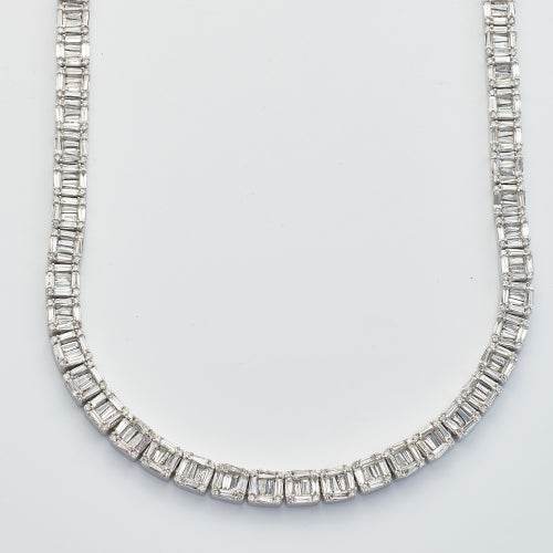 10KW 24.00CTW BAGUETTE SQUARE CLUSTER NECKLACE - Norma's Jewelry