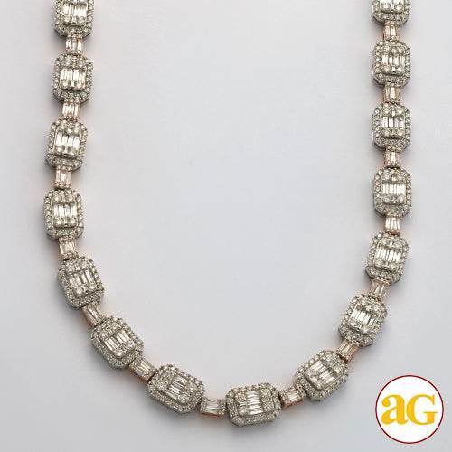 14KW+R 21.00CTW BAGUETTE DIAMOND EMERALD CLUSTER - Norma's Jewelry