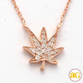 14KR 0.15CTW DIAMOND HERBAL MEDECINE LEAF NECKLACE - Norma's Jewelry