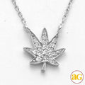 14KW 0.15CTW DIAMOND HERBAL MEDECINE LEAF NECKLACE - Norma's Jewelry