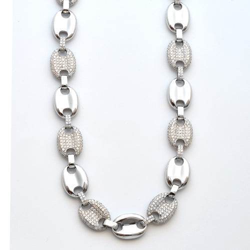 14KW 9.50CTW DIAMOND PUFFED GUCCI LINK NECKLACE - Norma's Jewelry