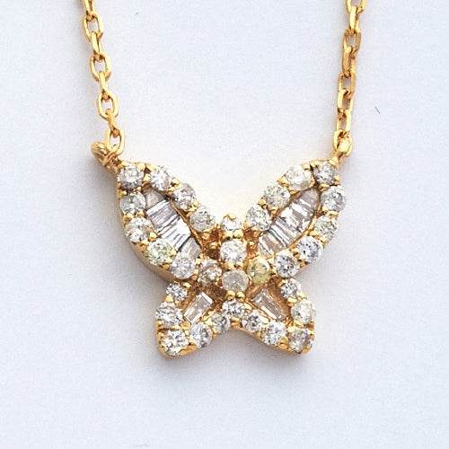 14KY 0.35CTW BAGUETTE DIAMOND BUTTERFLY NECKLACE - Norma's Jewelry