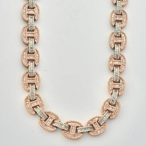 14KR+W 22.75CTW BAGUETTE DIAMOND GUCCI LINK CHAIN - Norma's Jewelry
