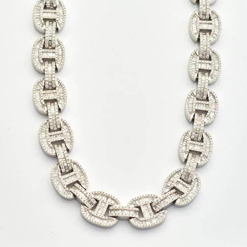 14KW 25.50CTW BAGUETTE DIAMOND GUCCI LINK NECKLACE - Norma's Jewelry