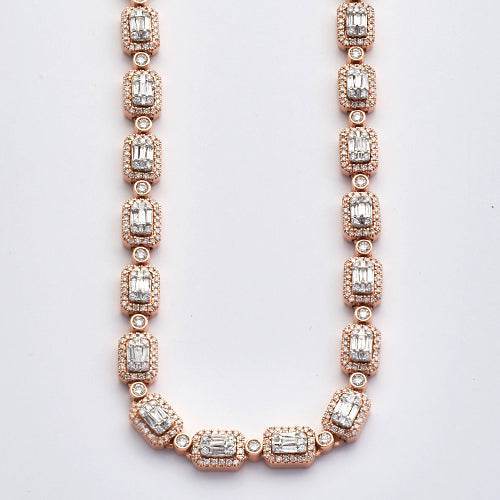 10KR+W 9.15 CTW BAGUETTE NECKLACE 20"