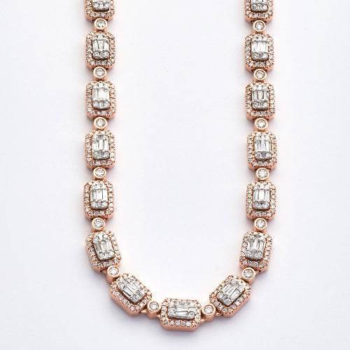 10KR+W 9.00CTW BAGUETTE NECKLACE 20"