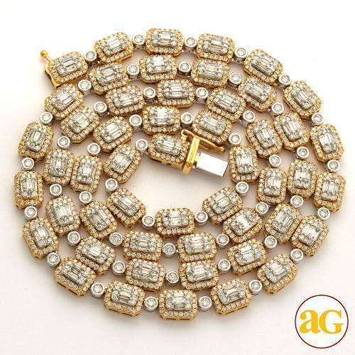 14KW+Y 10.60 CTW BAGUETTE NECKLACE 22"