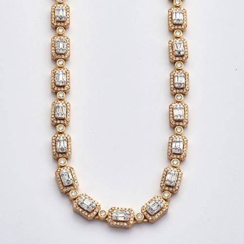 14KY+W 9.15 CTW BAGUETTE NECKLACE 20"