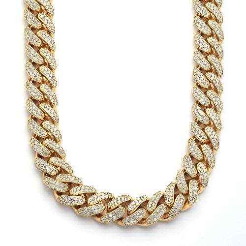 10KY 25.00CTW 14MM MIAMI CUBAN NECKLACE 2ROWS - Norma's Jewelry