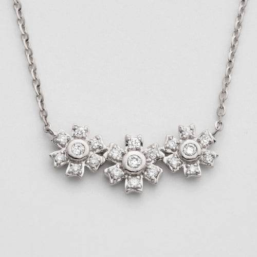 14KW 0.20CTW 3 FLOWER NECKLACE - Norma's Jewelry