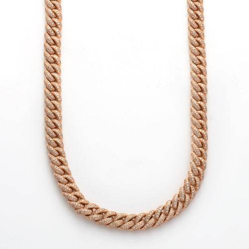 18KR 7.56CTW DIAMOND SOLID CUBAN NECKLACE - Norma's Jewelry