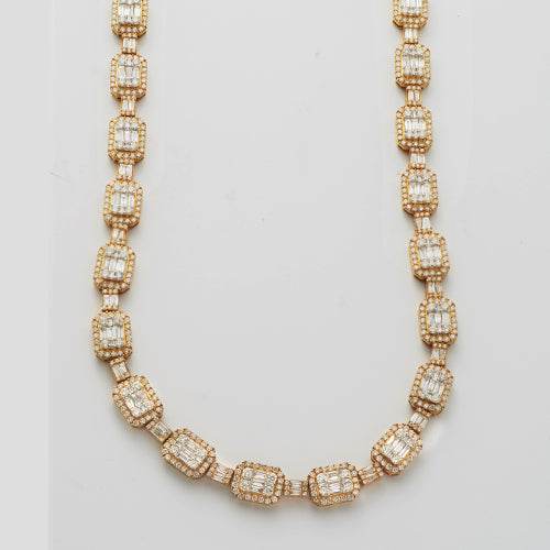 10KY+W 17.50CTW BAGUETTE DIAMOND EMERALD CLUSTER - Norma's Jewelry