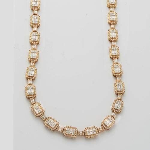 10KY+W 20.00CTW BAGUETTE DIAMOND EMERALD CLUSTER - Norma's Jewelry