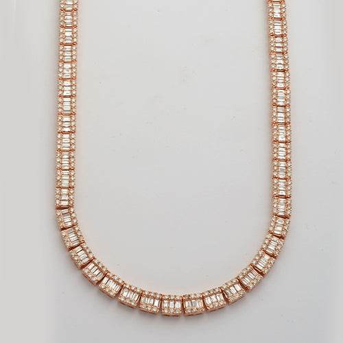 14KR 25.00CTW BAGUETTE NECKLACE 22"